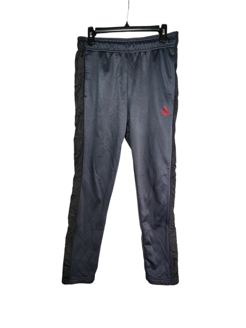 Reebok Men’s Medium Track Pants Gray Black Athletic Training Ankle Zip Pockets